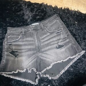 Hollister Black Distressed Jean Shorts